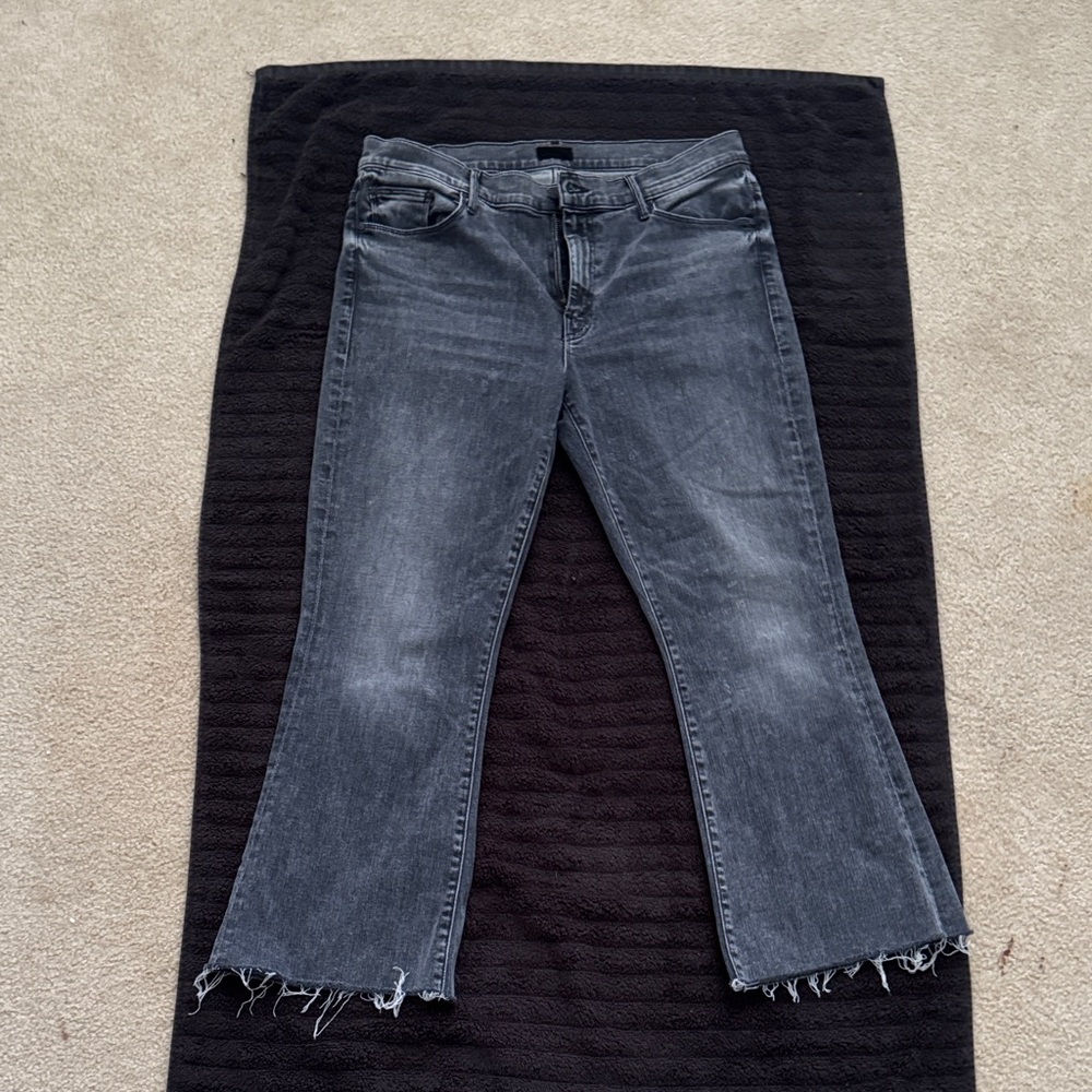 MOTHER Women's Gray Washed Flare Jeans